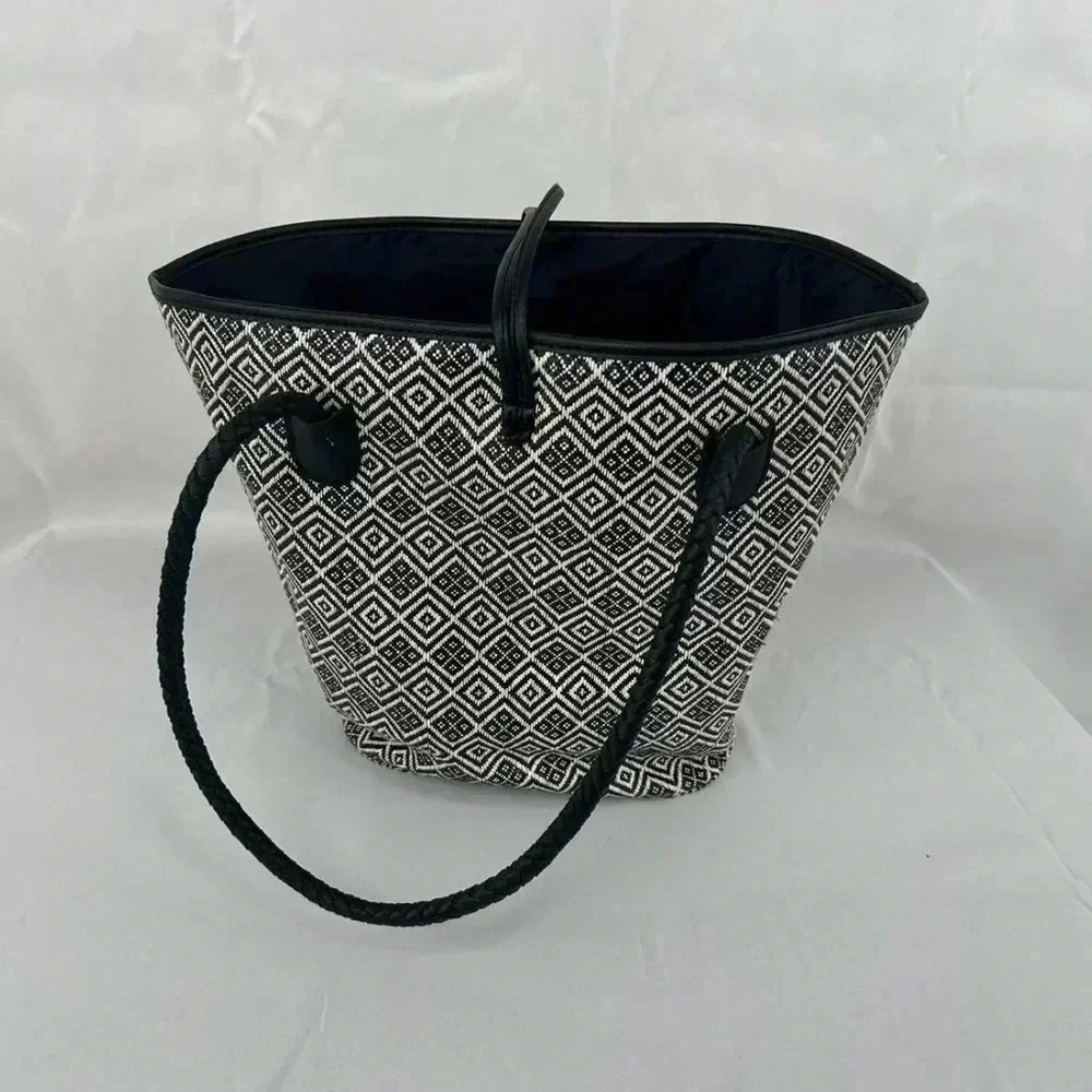 Neiman Marcus woven boho beach tote bag
